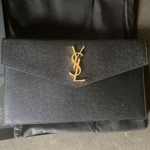 YSL Saint Laurent Uptown Calfskin Leather Clutch